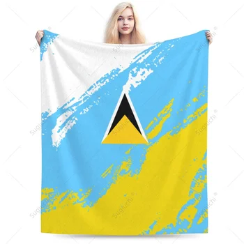 Takaró Saint Lucia zászló Color Flanel Multifunction Camping kanapéhuzat Tartsd melegen