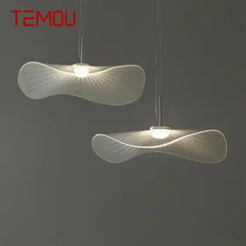 TEMOU alumínium LED fény medál Kreatív lótuszlevél modellezés fehér Modern csillárok lámpa nappalihoz Étkező dekoráció