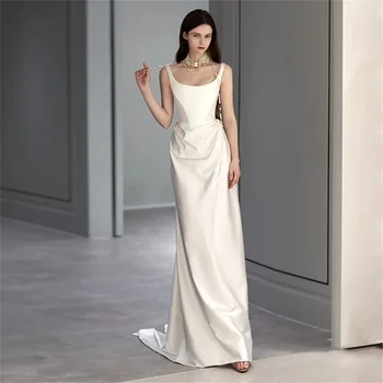 Temperamentum szatén esküvői ruha nőknek 2023 Menyasszony olcsó alkalmi női ruhák Amanda Novias luxus menyasszonyi ruhák Nő Civil