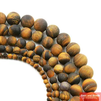 természetes tompa lengyel matt barna arany színű tigrisszem Agata gyöngyök ékszerkészítéshez MYTB01