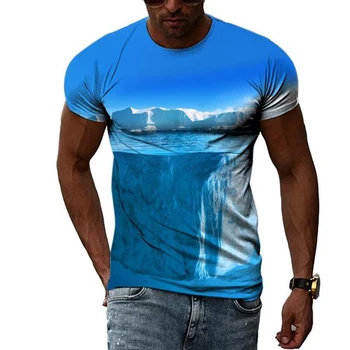 Természetes táj Nyári Harajuku Design Divat Férfi póló Forró nyár 3D Egész Nyomtatott póló Felsők Ingek Uniszex póló