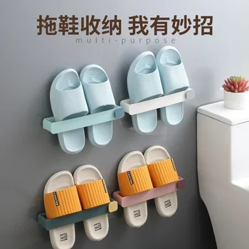 Tiktok-boom Perforációmentes cipőtartó Macaron Fürdőszoba papucstartó WC tároló fali polc Egyszerű és praktikus
