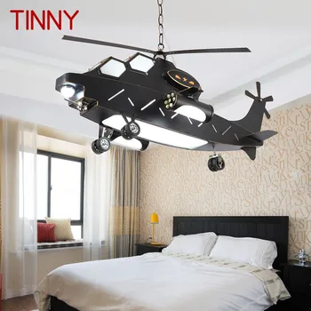 TINNY Gyermek repülőgép függőlámpa Vintage LED Kreatív divat rajzfilm helikopter fény dekorációhoz Gyerekszoba Óvoda