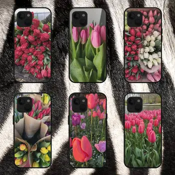 Tulipán virágos telefontok iPhone 11 12 Mini 13 14 Pro XS Max X 8 7 6s Plus SE XR héjhoz