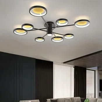 Többfejes LED függőlámpák Európai stílusú luxus otthoni nappali étkező hálószoba fekete szegély függő lámpatestek