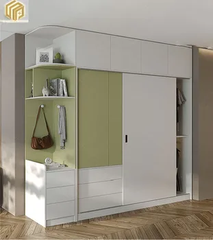 tömör fa tolóajtós szekrény háztartási hálószoba kombinációs szekrény krém stílusú nagy szekrény