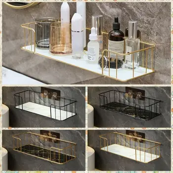 Vasas fürdőszobai polc Luxus üveglappal Márvány stílusú sampontartó Fürdőszoba kiegészítők a fürdőszobában
