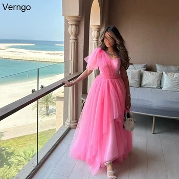 Verngo A-line Szaúd-Arábia báli ruhák egy váll ujjatlan estélyi parti ruha tüll hivatalos alkalmi ruha köntös de soirée