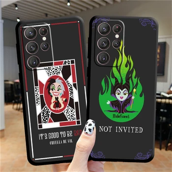 Villain Disney Queen King Angel telefontok Samsung S23 S22 S21 S20 FE Ultra Pro Lite S10 S9 S8 5G S10E M52 Plus fekete borítóhoz