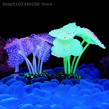 Világító korallszimuláció Szilikon korallok Víz alatti táj dekoráció Haltartály Tereprendezés Korall kiegészítők Akvárium kellékek