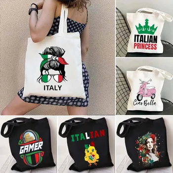 Virágos Bella Ciao Olasz vásárló Harajuku vászon táskák táska Pisa Olaszország Zászló Barna nő lány rendetlen zsemle Italia pamut kézitáskák