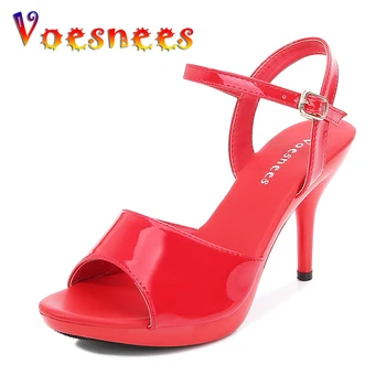 Voesnees női Sandas divat szexi sarkú platform 2021 Új színes szandál vékony piros szexi magas sarkú hal lábujj női cipő