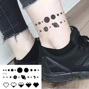 Vízálló ideiglenes tetoválás matrica Star Planet Szerelem szív alakú Kis design Flash Tatoo Hamis Tatto Body Art nőknek Férfiak