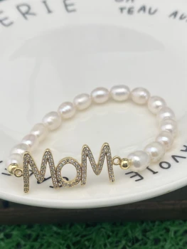 Y2k Mom Letter gyöngy rugalmas karkötő Anyák napi ajándék DIY ékszerek