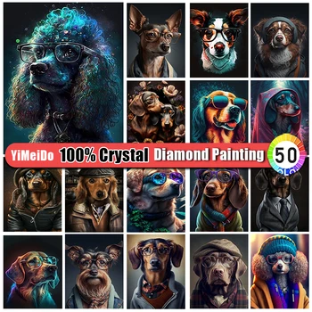 YiMeiDo 100% kristály gyémánt festés kutya színes cipzáras táska gyémánt hímzés állat 5D DIY mozaik kézzel készített keresztszemes ajándék