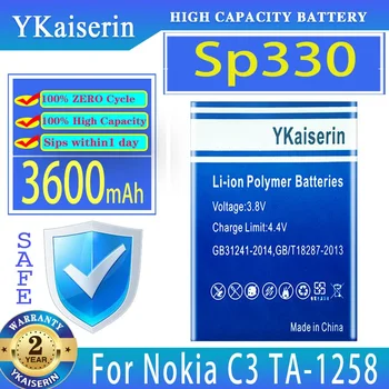 YKaiserin akkumulátor Sp330 3600mAh Nokia C3 TA-1258 TA1258 Bateria készülékhez