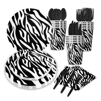 Zebra minta téma Születésnapi zsúr dekoráció kellékek Étkészlet csíkos papír csésze tányér szalvéták Szalma Babaváró Gyerek szívességek
