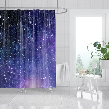 Zuhanyfüggöny Pszichedelikus csillagos függöny Fürdőszoba dekoráció Polyster szövet Fürdőszoba kiegészítők Színes Galaxy Space