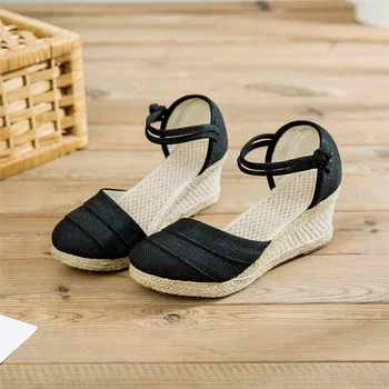 Ékek Nő Nyár 2023 Espadrilles sarkú szandál Női divat Alkalmi szivattyúk Anya Napi sétacipő Loafers Zapatos De Mujer