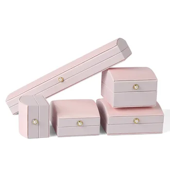Ékszerdoboz rózsaszín gyűrűs konténer Nyaklánc tartó Fülbevaló Medál tároló doboz Esküvői ékszer díszdoboz Csomagolás Szervező tok