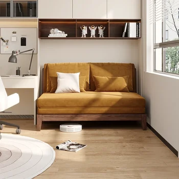 északi olasz stílusú tömörfa kanapé, multifunkcionális kis egység nappali, dolgozószoba, összecsukható, kihúzható, láthatatlan