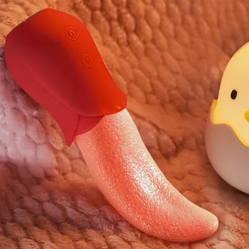 Új 10 sebesség Valósághű nyalogató nyelv rózsa vibrátorok nőknek Mellbimbók csikló stimulációs szex játékok felnőtt női párok számára