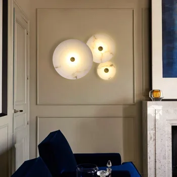 Új kerek egyszerű márvány kombinált fali lámpa gyári közvetlen értékesítési folyosó LED dekoratív modellező lámpa