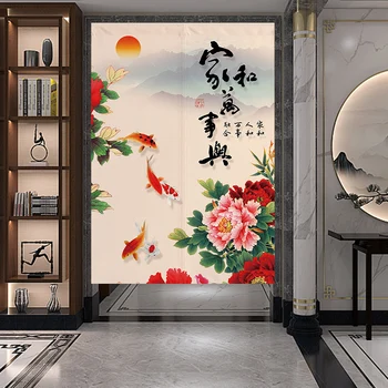 Új kínai stílusú szövet ajtófüggöny gazdag bambusz hálószoba nappali válaszfal fél függöny fürdőszoba feng shui függöny
