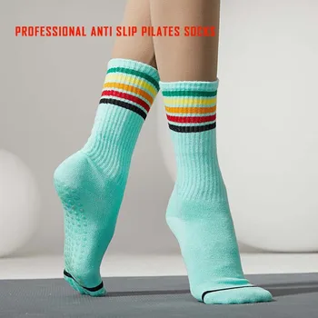 Új középcsöves pilates zokni csúszásmentes szilikon harisnya Professzionális sport fitnesz Jóga zokni Tánc zokni Padlózokni női