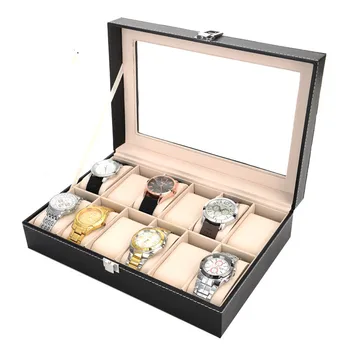Új PU bőr Watch Box óratartó doboz órákhoz Férfi üveg felső óra ékszer rendszerező doboz 2 3 5 6 10 rács Home Shop