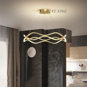 Új skandináv design hullámos alakú felfüggesztett lámpa konyhához Étkezősziget nappali LED alumínium csillár ház függő fény