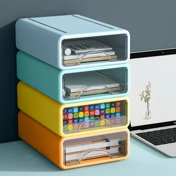 Új íróasztal tároló fiókok rendszerező dokumentum Sundries doboz kozmetikai asztali tároló doboz szekrény otthoni iroda írószer egymásra rakható