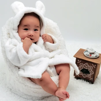 Újszülött baba fotózás Fotó kellékek Fiú lány Fürdőköpeny Újszülött fotózás Fürdőruha Korall gyapjú fürdőköpeny újszülöttnek