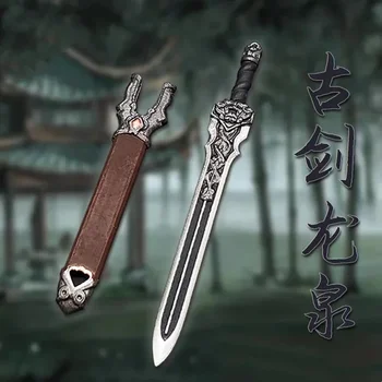 Ősi kínai híres kard Longquan fegyverek Kellékek Fegyverek mini babákhoz Figurák Építőkockák Tégla játék karácsonyi ajándék