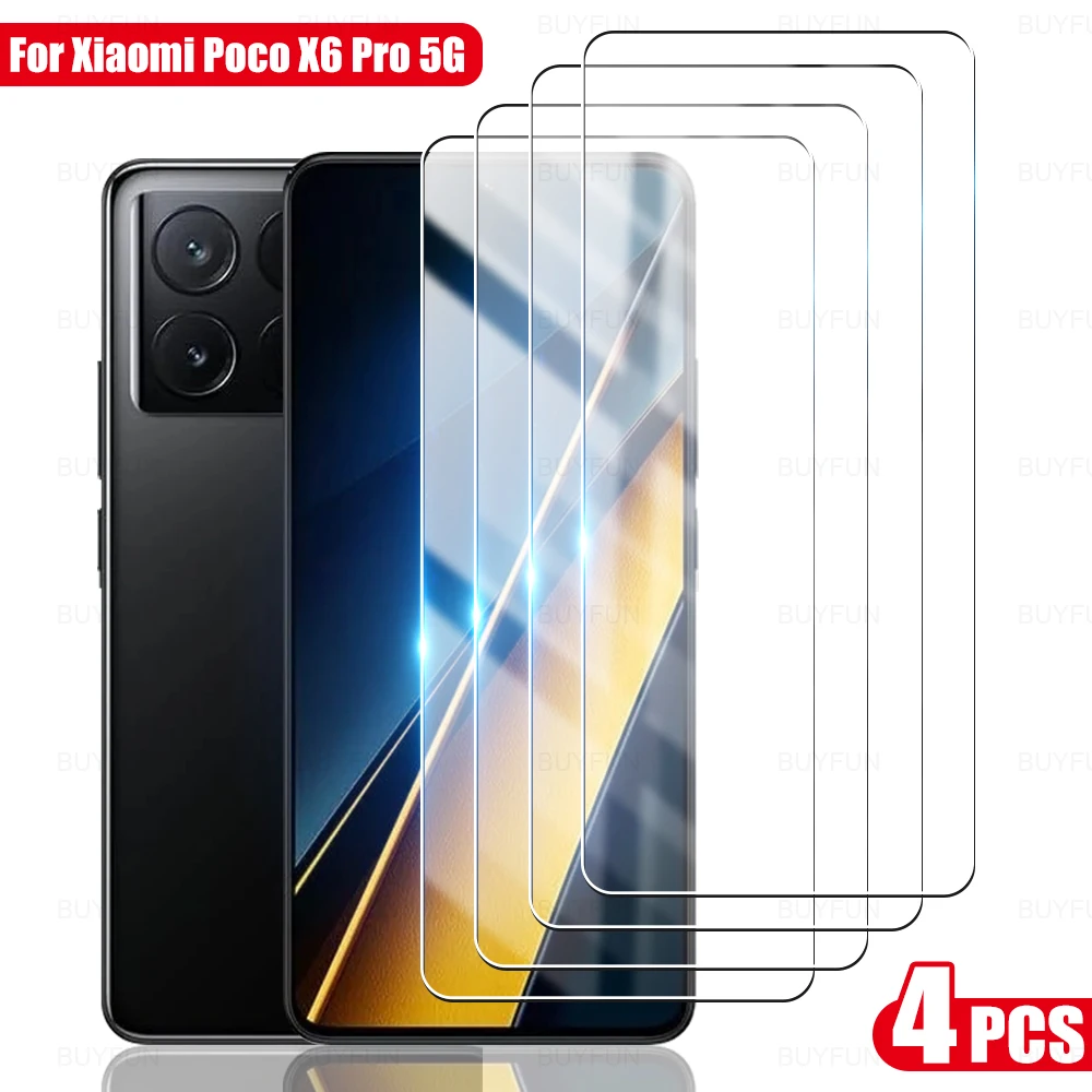 4PCS edzett üveg védőfólia Xiaomi Poco X6 Pro 5G készülékhez Xiomi PocoX6 X6Pro képernyővédő fólia Xaomi Poko Pocco Poxo X 6 6Pro