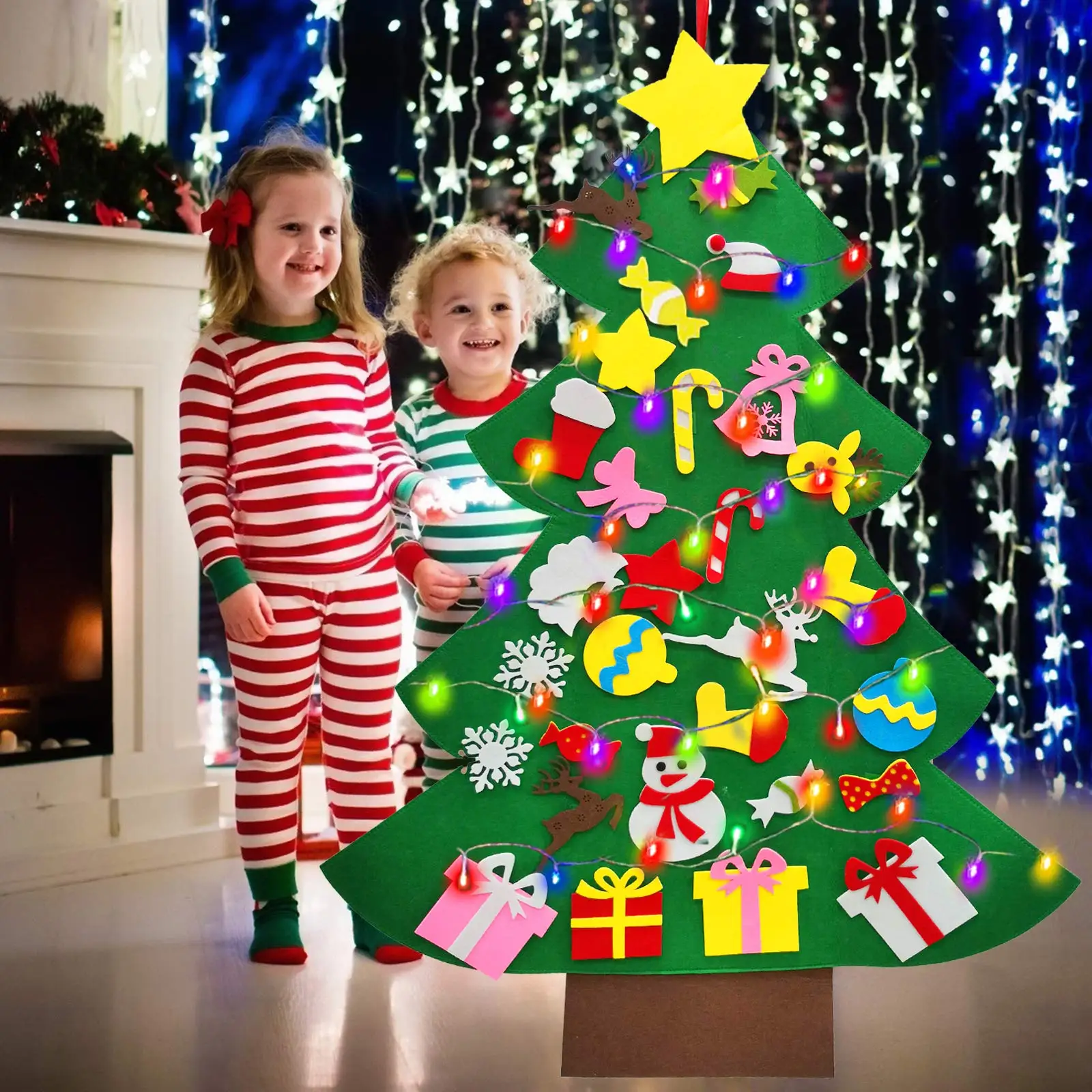 Baby Montessori játék 32db DIY filc karácsonyfa kisgyermekek elfoglalt tábla Karácsonyfa ajándék fiúnak lány ajtó fali dísz dekorációk