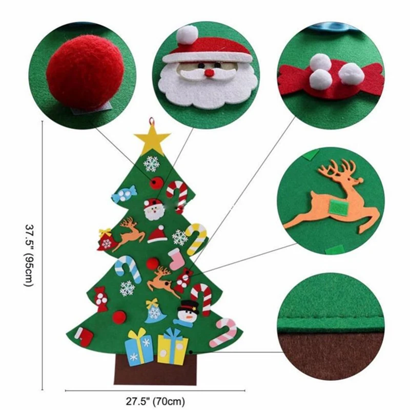Baby Montessori játék 32db DIY filc karácsonyfa kisgyermekek elfoglalt tábla Karácsonyfa ajándék fiúnak lány ajtó fali dísz dekorációk