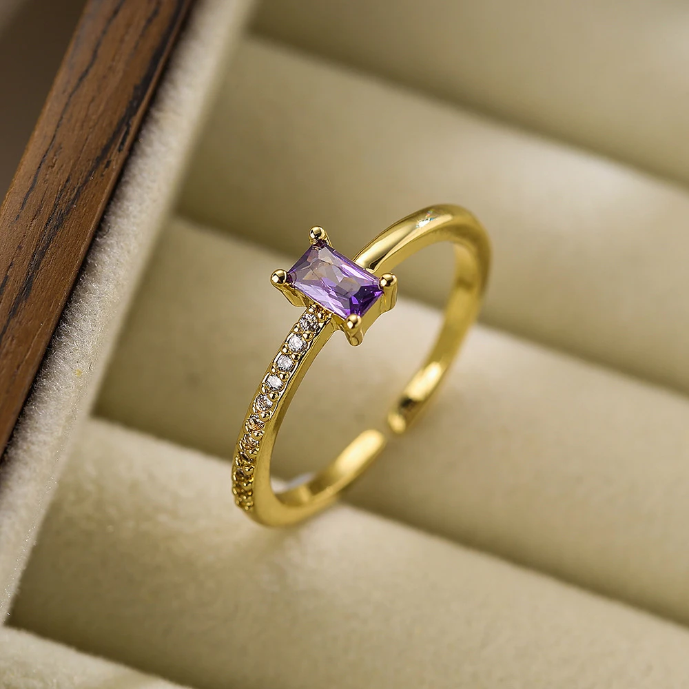 Divat elegáns cirkon téglalap nyitott gyűrű nőknek Luxus jegygyűrű állítható női ékszerek