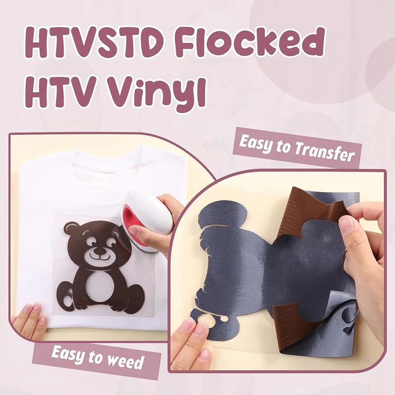 Flocked HTV hőátadó vinil - vegyes színű flocked hőátadó vinil Flocked vasaló pólókhoz