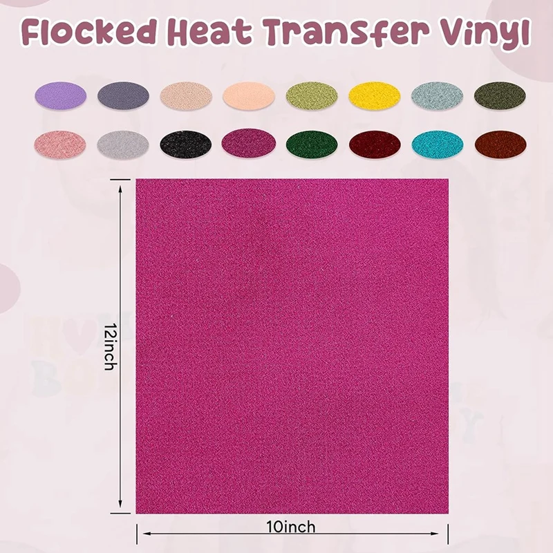 Flocked HTV hőátadó vinil - vegyes színű flocked hőátadó vinil Flocked vasaló pólókhoz