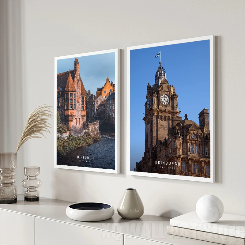 Retro Edinburgh Landscape HD poszterek Klasszikus vászon utazás Gyönyörű táj festmények és nyomatok a nappaliban Otthon keret nélküli