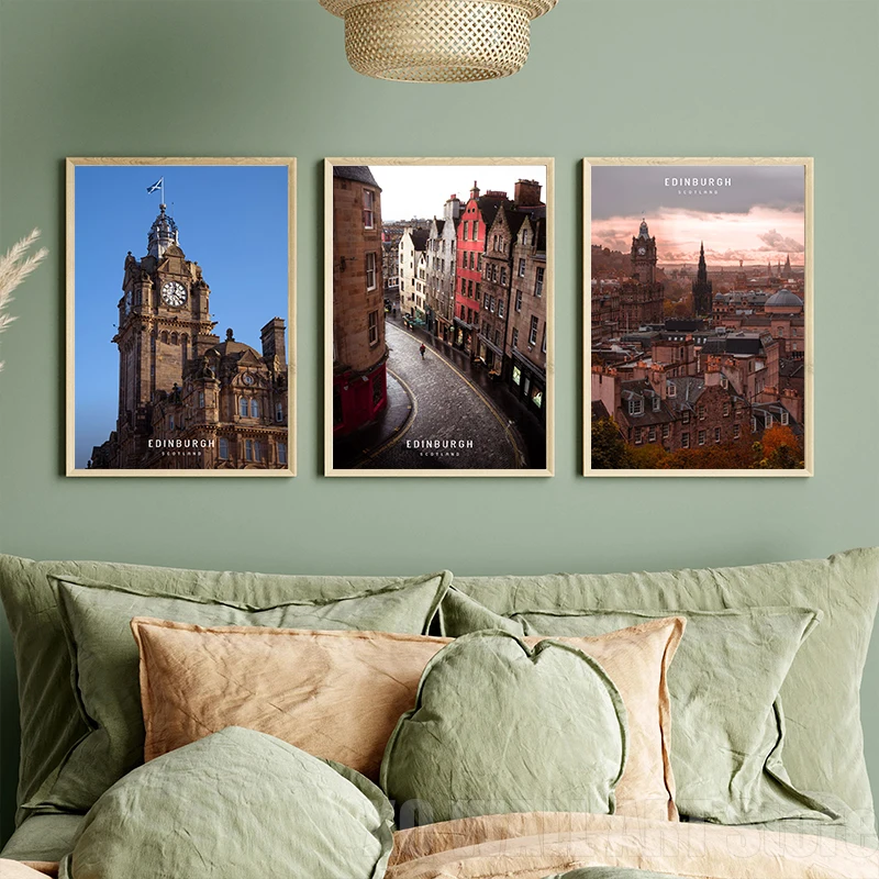 Retro Edinburgh Landscape HD poszterek Klasszikus vászon utazás Gyönyörű táj festmények és nyomatok a nappaliban Otthon keret nélküli