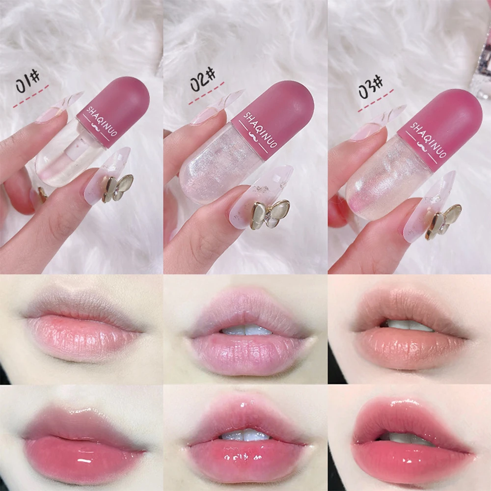 Shining Lip Gloss Mini kapszula Longlasting Moisturizing Lip Oil hőmérséklet-változtatás Plumping Weaken Lip Wrinkle ajakbalzsam kozmetikum