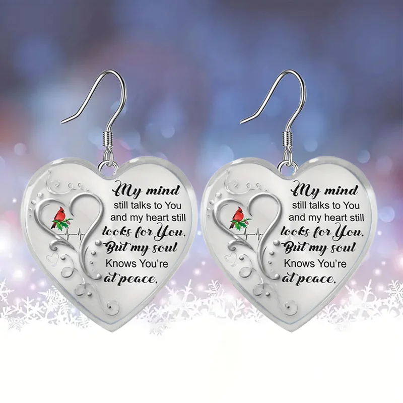 Szerelem szív és bíborosok mintás szív alakú üveg medál fülbevaló Kiváló ballagási parti születésnapi ajándék dekorációs ékszerek