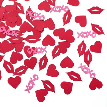 100/200db Piros szerelmi szív Vörös ajakforma Konfetti dobálás Esküvő Valentin-nap leánybúcsú Évforduló DIY party asztal Deco