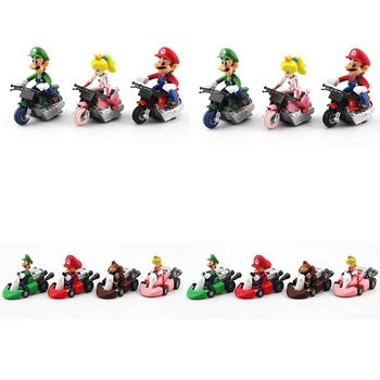 10db Super Mario Bros játék Húzós autók gyerekeknek Mario Luigi Anime figurák Játékok Rajzfilm Kart Modellek Versenyjáték Születésnapi ajándékok