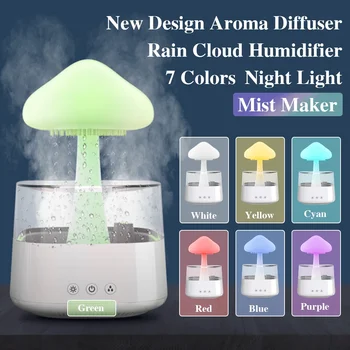 2 az 1-ben asztali párásító esőfelhő aromaterápiás illóolaj Zen diffúzor & esőfelhő éjszakai fény gomba lámpa