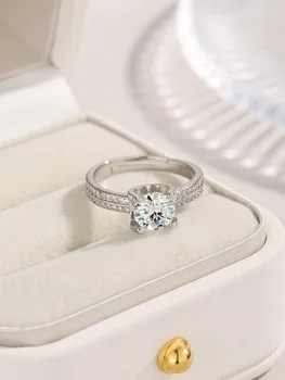 2023 Új hat karmos cirkon Mosang gyémánt gyűrű koreai kiadású ujjgyűrű női stílusú gyémántgyűrű állítható nyílással