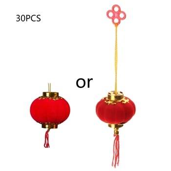 30db 3/4cm Kis pelyhesítő piros lámpások DIY Mini Lucky függő lámpás esküvői parti dekoráció Kínai Tavaszi Fesztivál