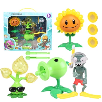 4db/lot PVZ növények vs zombik figurák játékok anime figura növény gatling borsó lövöldözős puff-shroom modell babák gyerek játék NO doboz